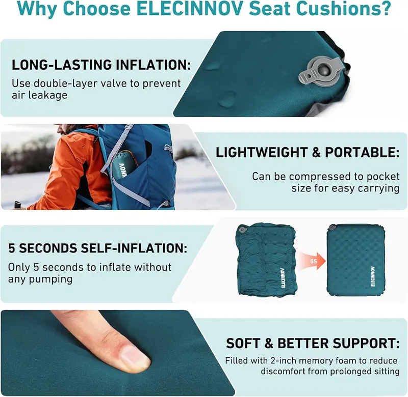 ELECINNOV Inflatable Seat Cushion – Weighs less than half a pound