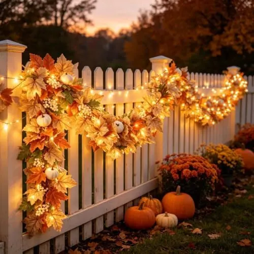 ELMWODHJ 2pcs Harvest Fall Garland – Flexible internal shaping iron wire