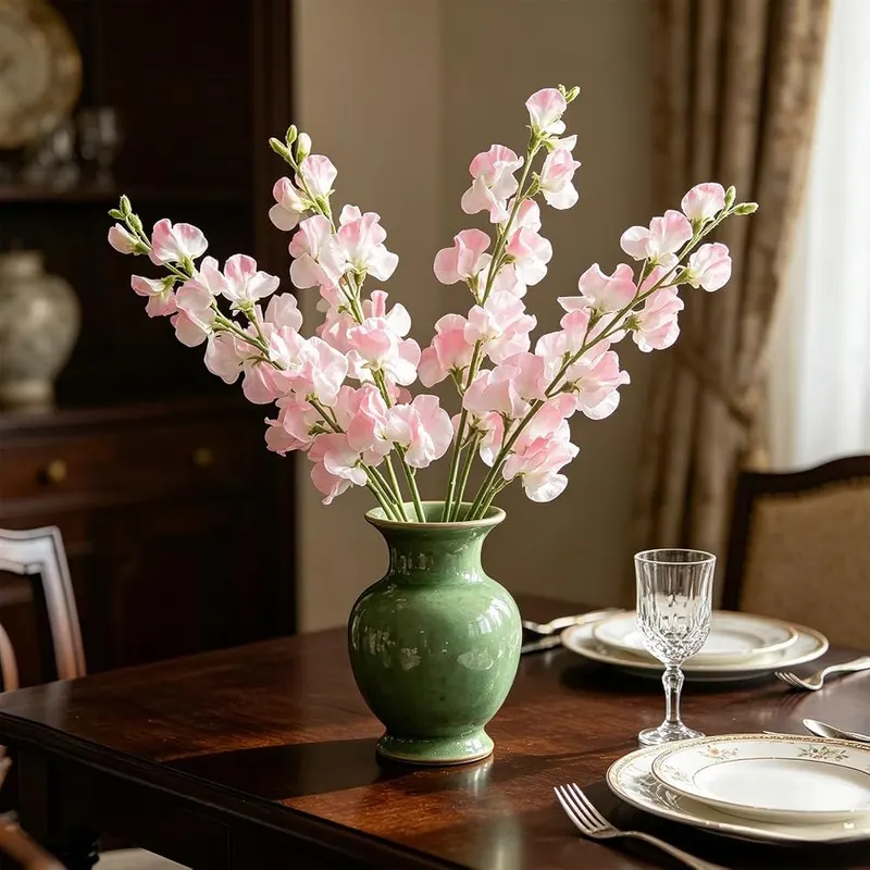 ELMWODHJ 5PCS Pea-Shaped Artificial Flowers – Long-Lasting no Maintenance Artificial Flower