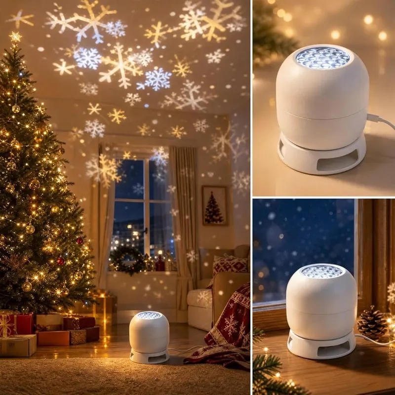 ELMWODHJ Christmas Projector Lights – Compact space saving nightstand design