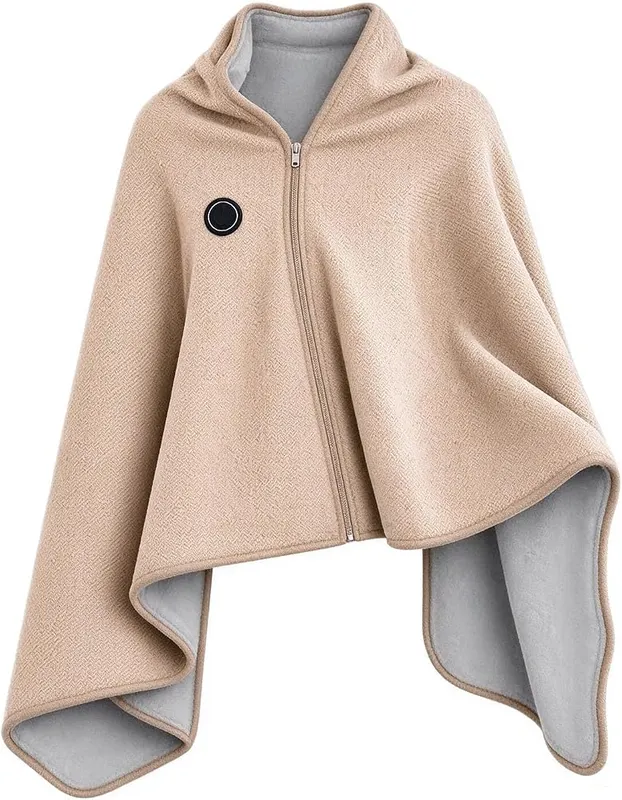 ELMWODHJ Heated Shawl & Zipper in Beige