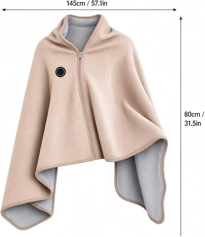 ELMWODHJ Heated Shawl & Zipper – Fast Heating, 3 Adjustable Heat