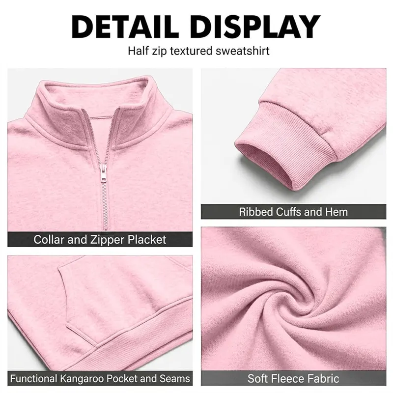 Elneeya Mens 1/4 Zip Pullover Trendy Warm V009-pink – Sporty Everyday Styling