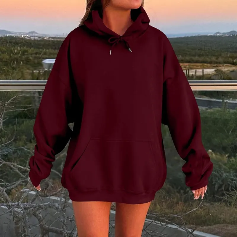 Elneeya Oversized Sweatshirt V013- Wine – Relaxed Oversized Fit