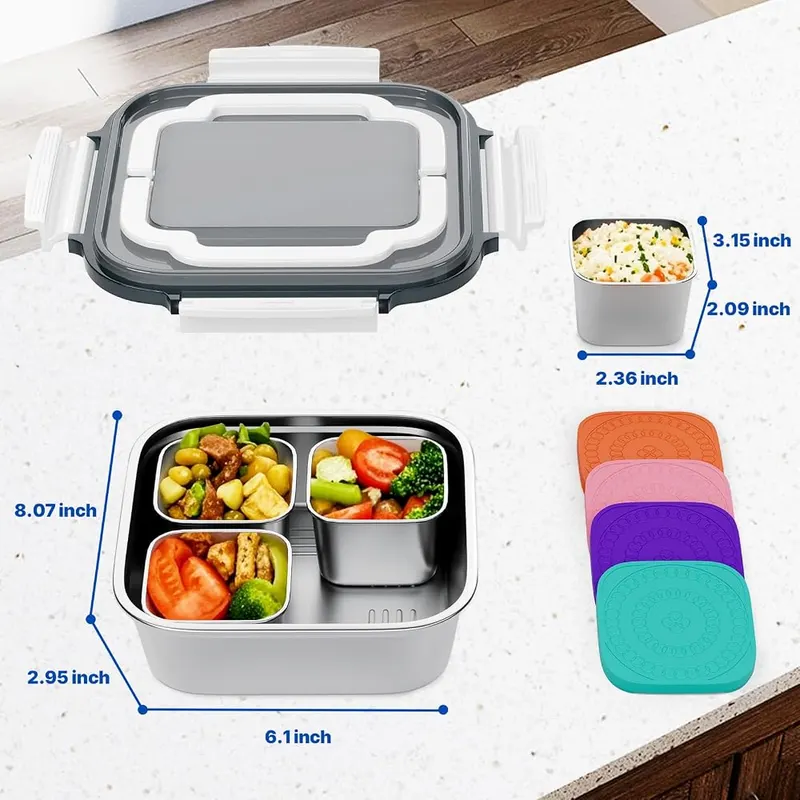 ENCYS Set of 2 Stainless Steel Conntainers – Stainless steel containers with lids