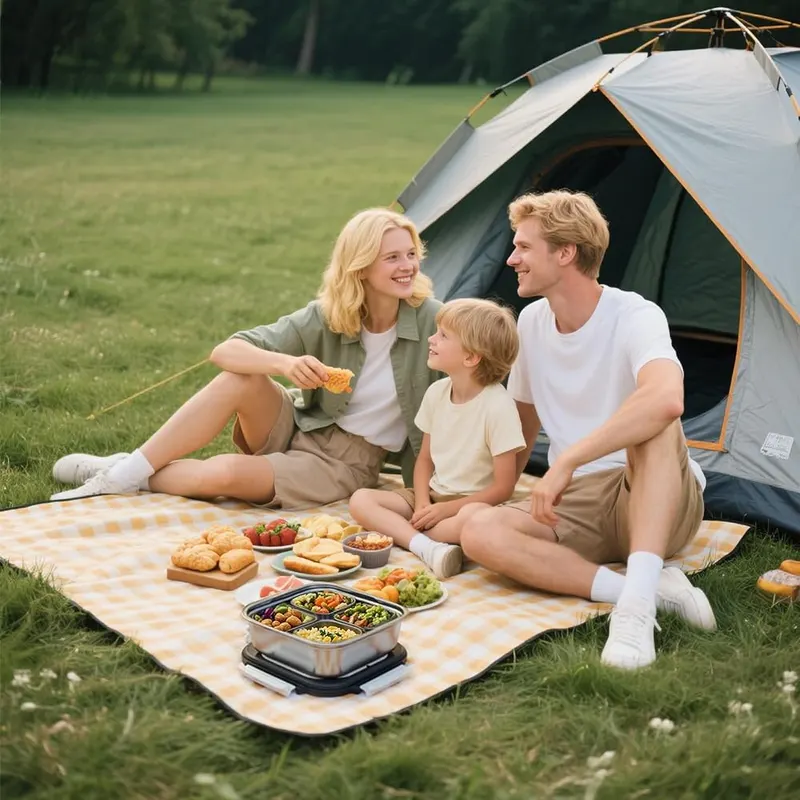 ENCYS Set of 2 Stainless Steel Conntainers – Picnic and travel friendly