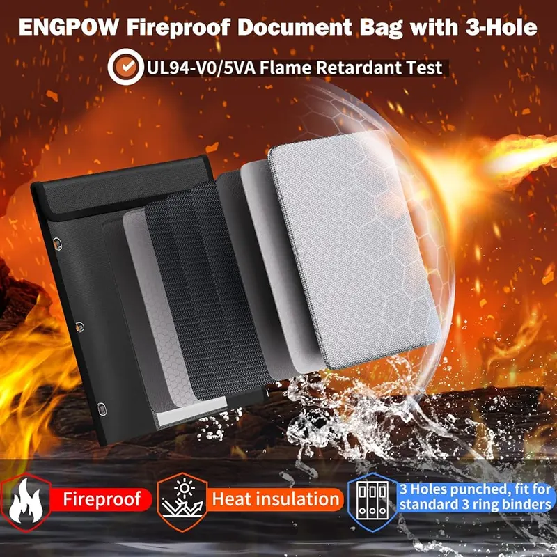 ENGPOW Fireproof Binder Pocket – Withstands extreme heat exposure