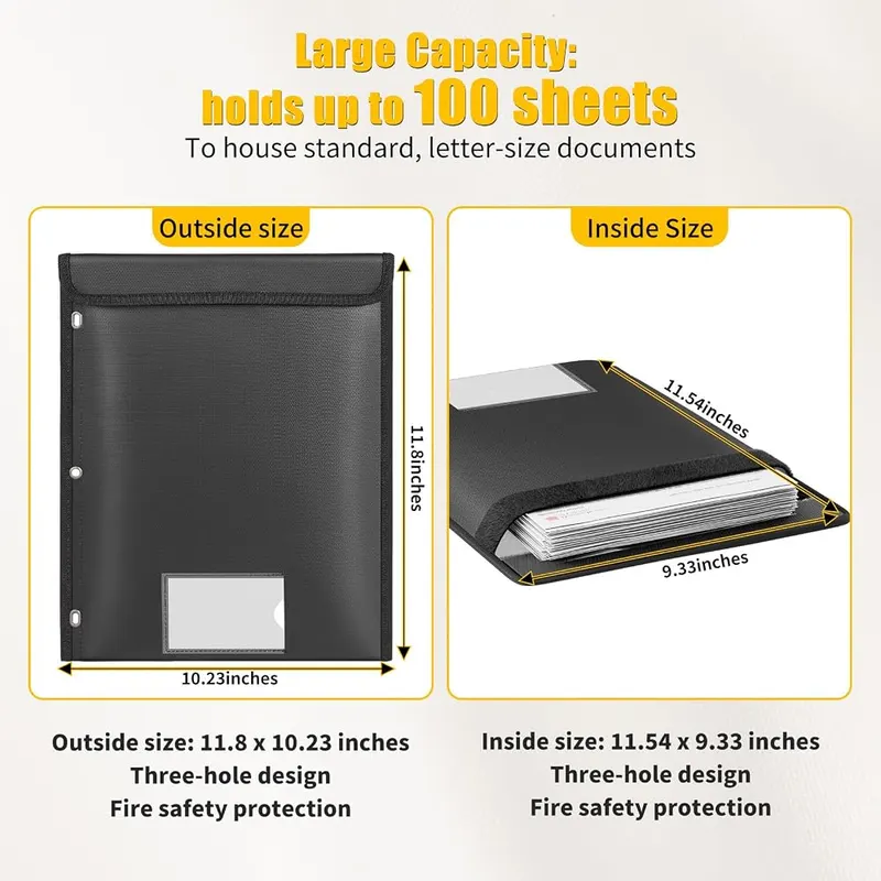 ENGPOW Fireproof Binder Pocket – Holds over one hundred sheets