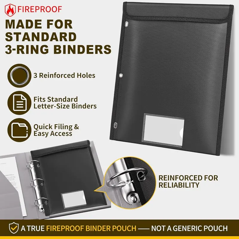 ENGPOW Fireproof Binder Pocket – Handy exterior label pocket