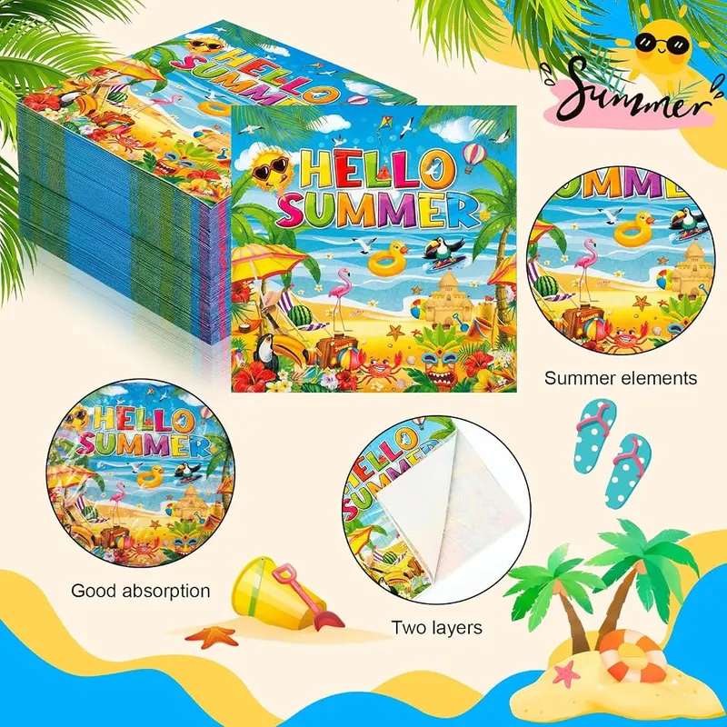 Engrowtic 100 Pcs Summer Beach Party Napkins – User Friendly Size