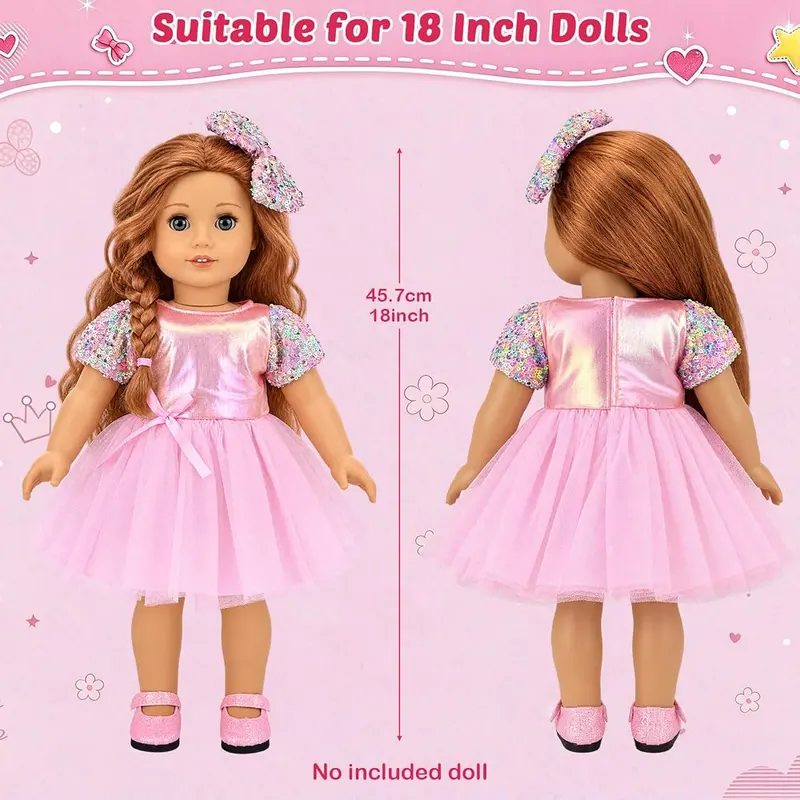 ENOCHT 19 PCS American 18 Inch Doll – Boost Hands-On Styling Skills:Kids can dress up their