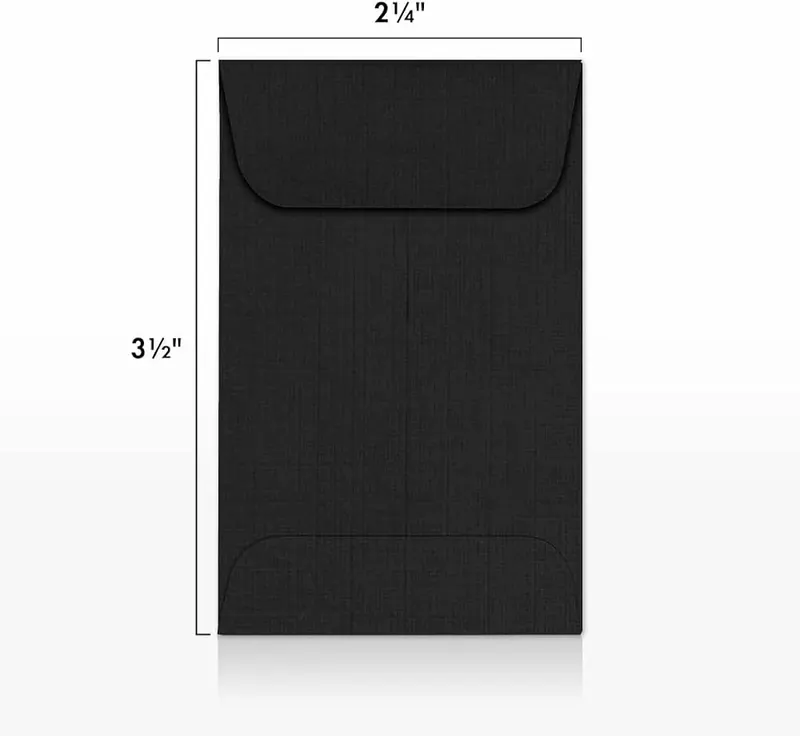 Envelopes.com LUXPaper #1 Coin Envelopes Black Linen – Moistenable Glue Seal