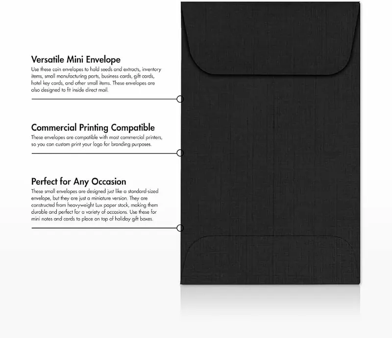 Envelopes.com LUXPaper #1 Coin Envelopes Black Linen – product photo 9 of 9