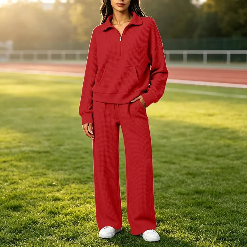 eoeioa Womens Waffle Knit Set Two Piece Y2k – Soft lightweight waffle knit fabric