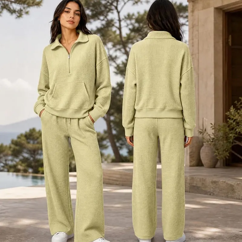 eoeioa Womens Waffle Knit Set Two Piece Y2k – Cozy matching two piece outfit