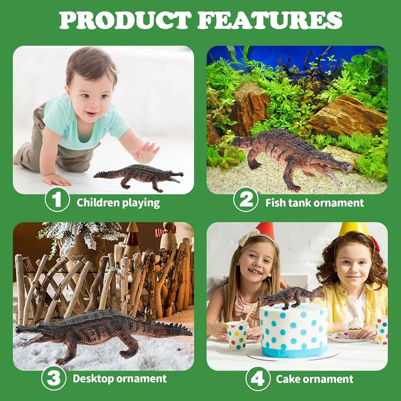 EOIVSH Large Alligator Toy – Crocodile Cake Topper and Party Theme