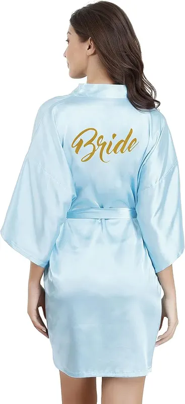 EPLAZA Bride Robe Wedding Day Gold Glitters