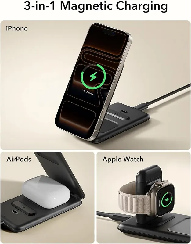 ESR 3 in 1 Wireless Charging Station Duo&18 – Adjustable portrait landscape stand