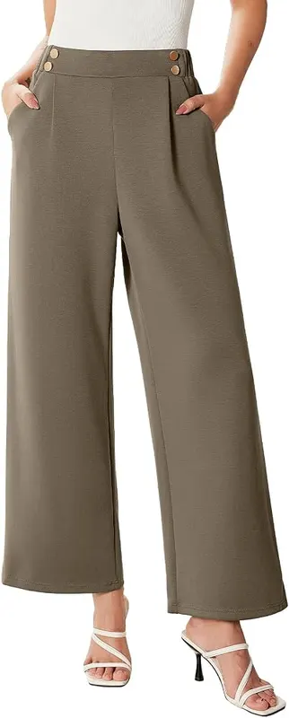 EVALESS Womens Wide Leg Work Pants Straight