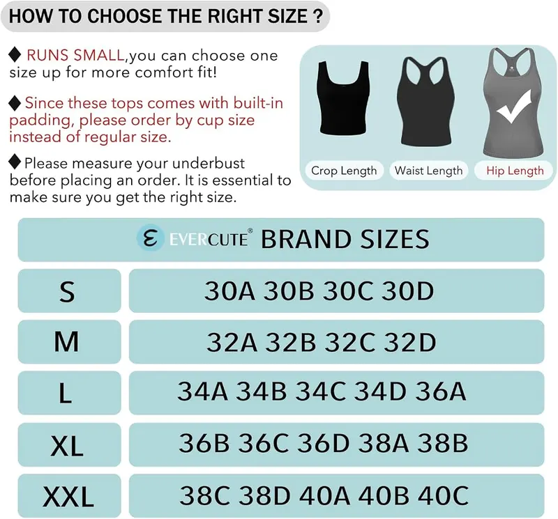 Evercute Women’s Workout Tank Tops – Available in X-Large size