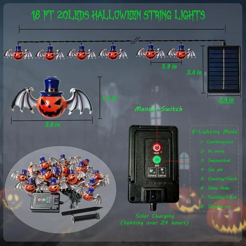 Evicyego Solar Garden Lights – Higher brightness For Halloween