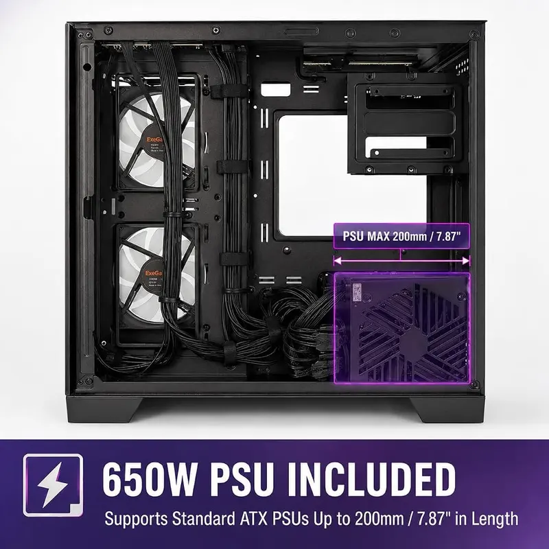 Evounic Micro-ATX Mini-Tower Gaming PC Case Includes – Ten port lighting controller hub