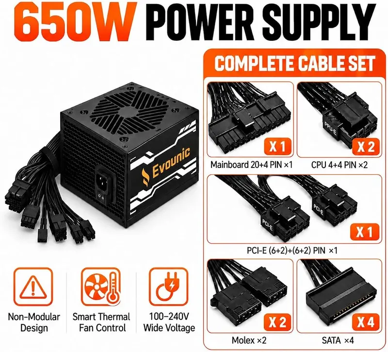 Evounic Micro-ATX Mini-Tower Gaming PC Case Includes – product photo 8 of 9