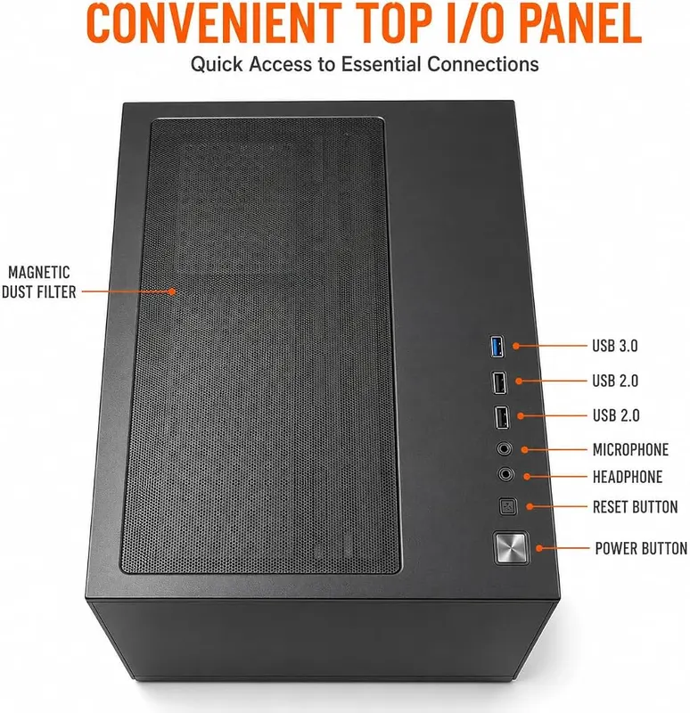 Evounic Micro-ATX Mini-Tower Gaming PC Case Includes – product photo 9 of 9