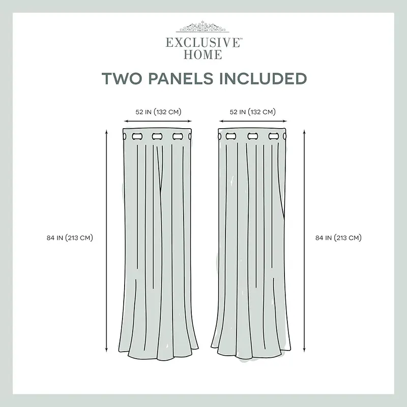 EXCLUSIVE HOME Kochi Light Filtering Linen Blend Grommet – Set of Two Curtain Panels