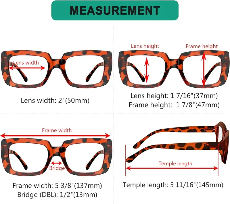 Eyekepper 4 Pack Stylish Reading Glasses Women – Stylish square reading glasses with spring hinges, Frame