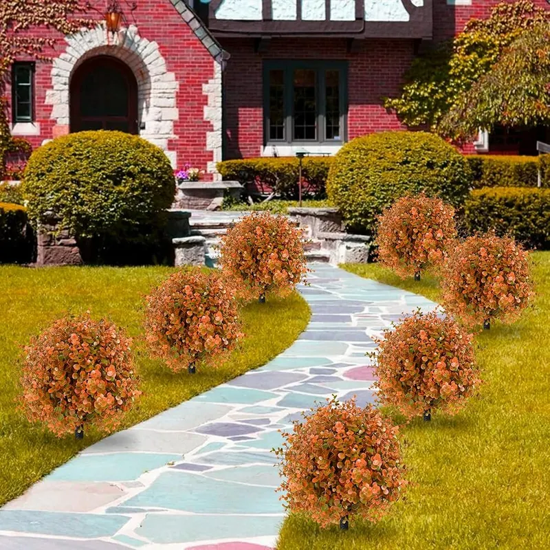 FAJUNZH Artificial Topiary Bushes – Convenient built-in ground spike