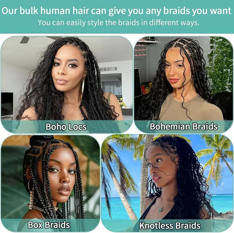 FAKOT Human Braiding Hair – No Weft, Tangle-Free & Low Maintenance