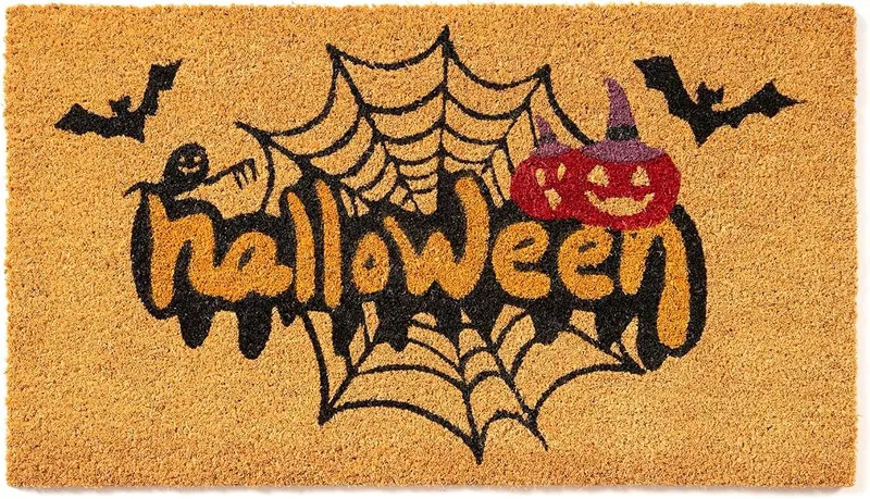 Fallovea Halloween Welcome Door Mat Combo Set Spider Web in Spider Web