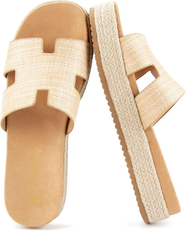 FancyRing Women’s Platform Wedge H-Band Espadrilles Sandals