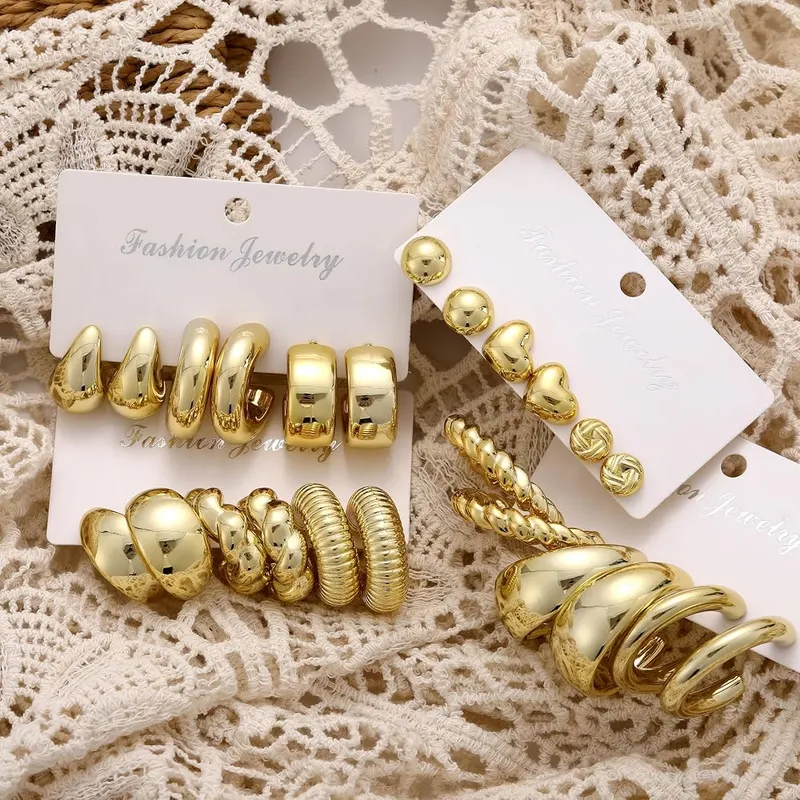 FANDY 12 Pairs Chunky Gold Hoop Earrings – Suit for Any Occasions