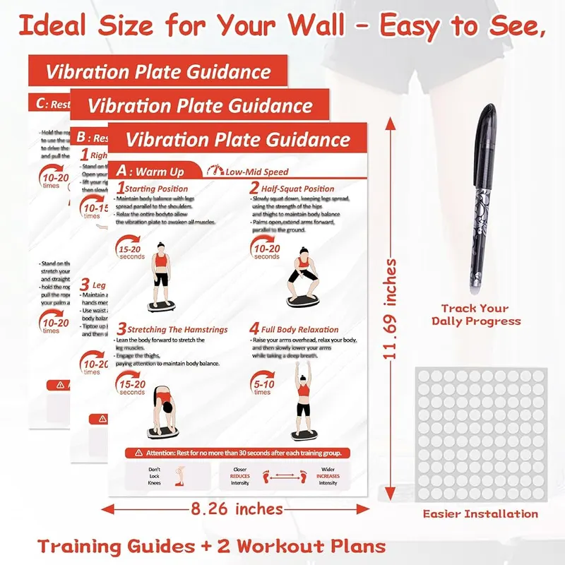 FANPARE Vibration Plate Exercise Machine Poster – Six comprehensive workout guidance posters