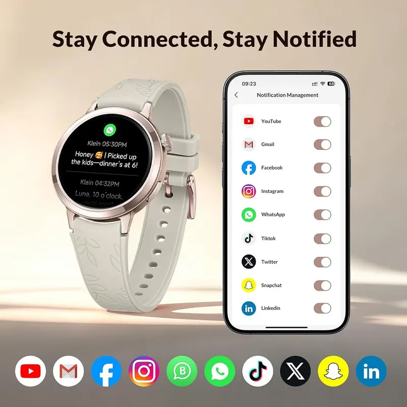 FANY Luna Smart Watch Cloud Cream – 24/7 Heart Rate & Sleep Monitoring