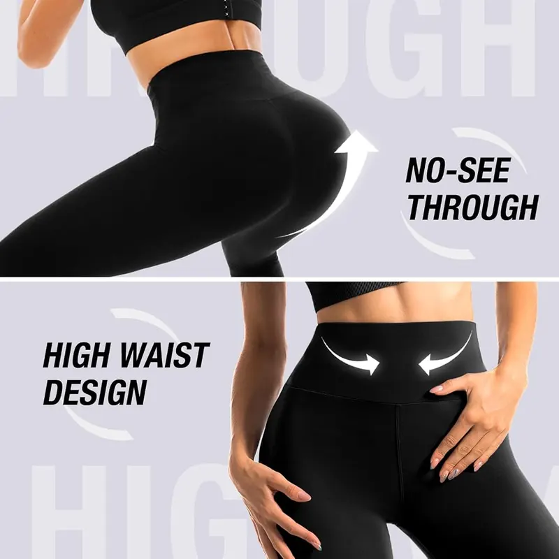 Fawarior High Waisted Leggings 4-Way Grey – Four-way stretch design