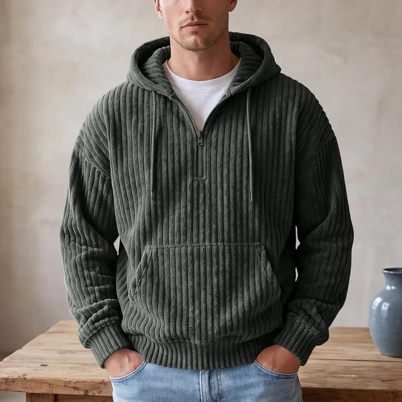 faweinjia Corduroy Pullover Men Quarter Zip Pullover E007- Gray – Easy quarter zip neck