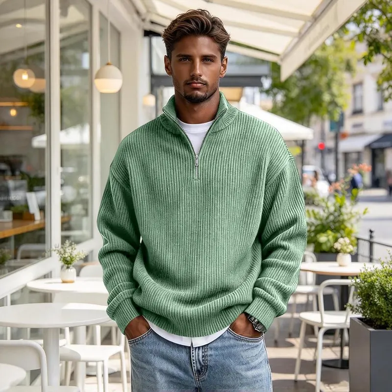 faweinjia Men’s Corduroy Shirt Mockneck Quarter Zip A011- Mint Green 4X-Large – Material