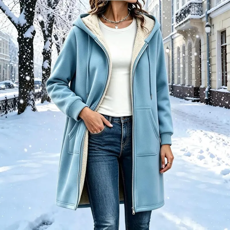 Fazrine Sherpa Jackets Light Blue Medium – Plush sherpa lining for warmth