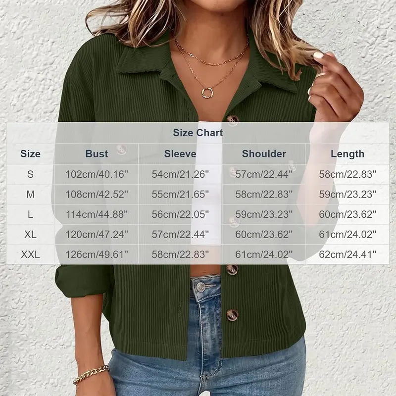Fazrine Womens Cropped Corduroy Jacket Button Down – product photo 3 of 5