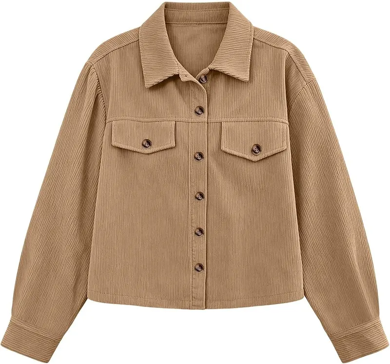 Fazrine Womens Cropped Corduroy Jacket Button Down – product photo 4 of 5
