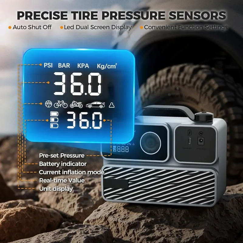 FBK Tire Inflator Portable Air Compressor – 150PSI maximum pressure