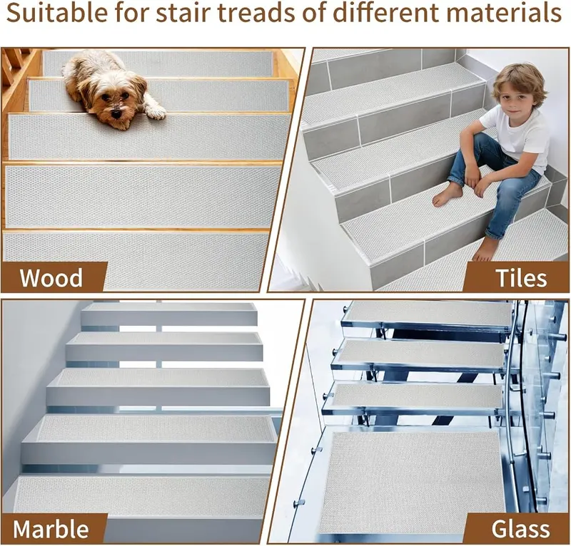 feihead Carpet Stairs Runner – Easy to Install and Reusable– Non-slip stair treads