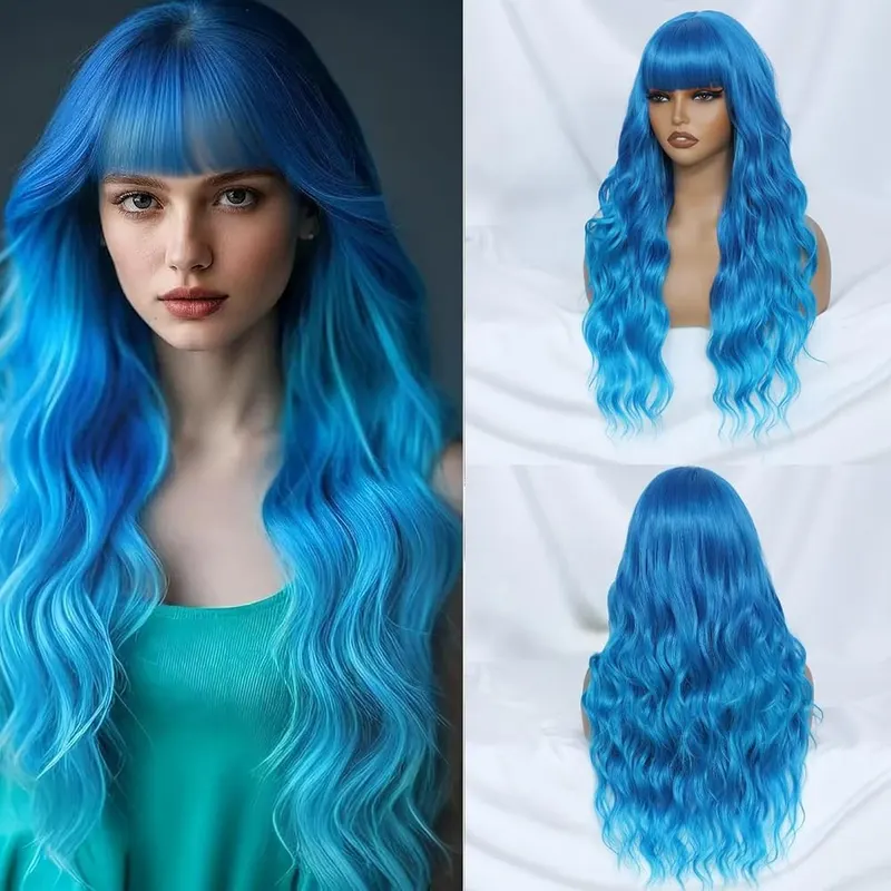 FEIVOSILAN Ombre Blue Wig in Ombre Blue