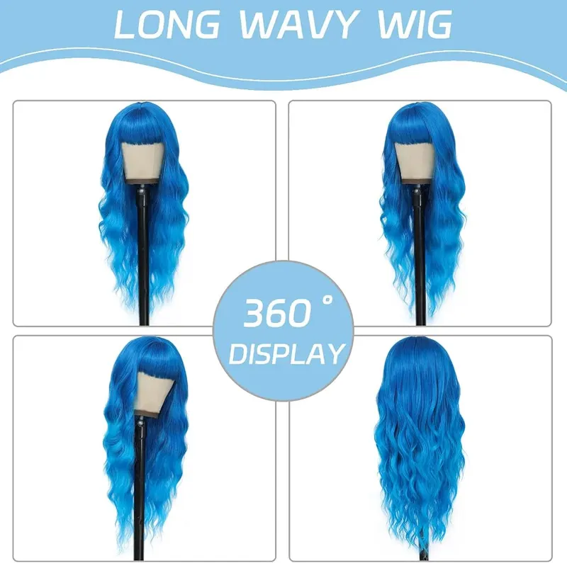 FEIVOSILAN Ombre Blue Wig – Premium Blue Wavy Wig