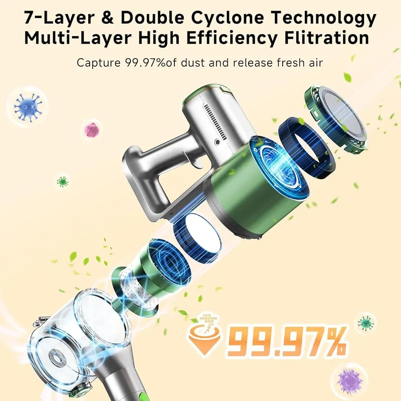 fenhua Cordless Vacuum Cleaner – Up to 40 minutes runtime