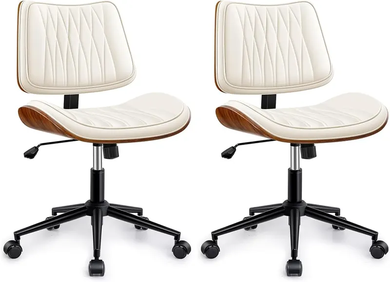 FIDOM Ergonomic Armless Office Desk Chair in Cream White