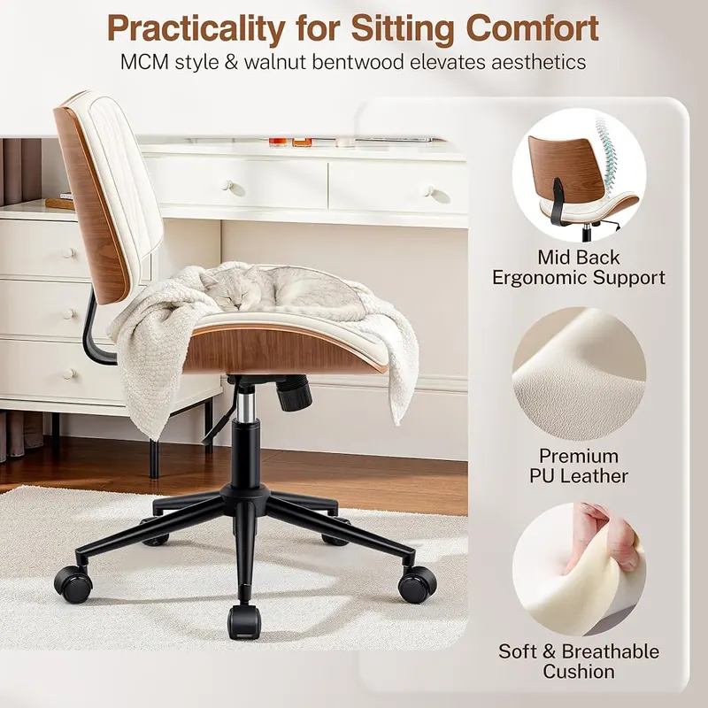 FIDOM Ergonomic Armless Office Desk Chair – Smooth 360 degree swivel mobility
